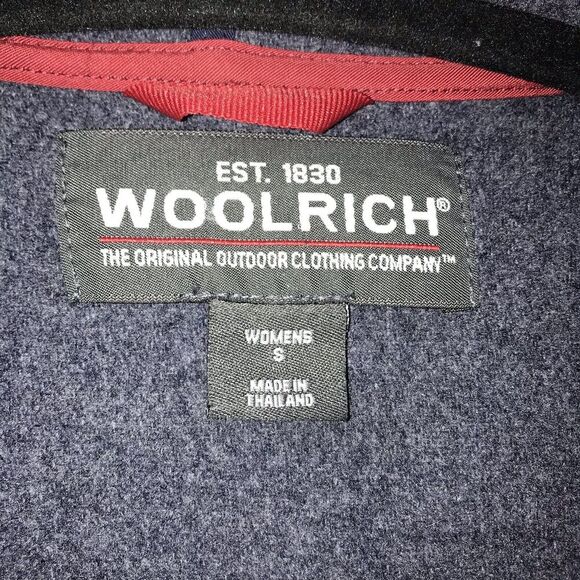 Woolrich Jacket Women's Medium Wool Parka Long Coat Deep Navy Blue Horn Toggles - Picture 2 of 11